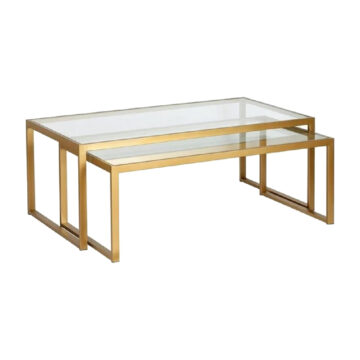 Τραπέζι σαλονιού Redro χρυσό μέταλλο-γυαλί 100x40x45εκ
