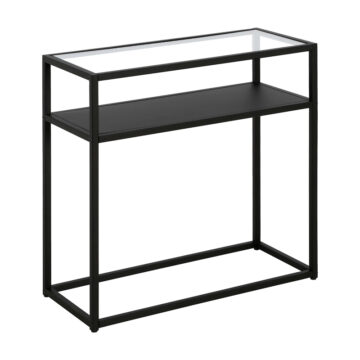 Βοηθητικό τραπέζι Levian μαύρο μέταλλο-γυαλί 60x25x60εκ