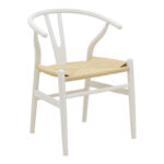 Καρέκλα Wishbone λευκό rubberwood-έδρα φυσικό σχοινί 53x55x76εκ