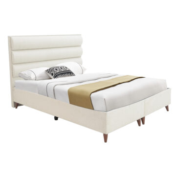 Κρεβάτι διπλό Luxe με αποθηκευτικό χώρο κρεμ ύφασμα 160x200εκ