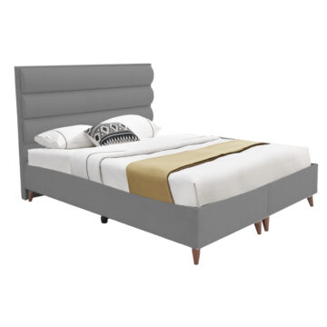 Κρεβάτι διπλό Luxe με αποθηκευτικό χώρο γκρι ύφασμα 160x200εκ