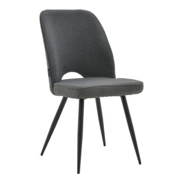 Καρέκλα Renish μπουκλέ γκρι-μεταλλικό μαύρο πόδι 61x47x91.5εκ