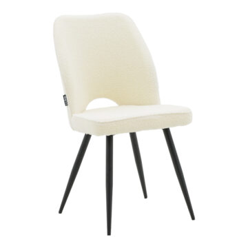 Καρέκλα Renish μπουκλέ εκρού-μεταλλικό μαύρο πόδι 61x47x91.5εκ