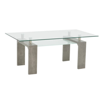 Τραπέζι σαλονιού Vrocho γκρι ξύλο-γυαλί 110x60x45εκ