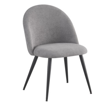 Καρέκλα Graceful γκρι μπουκλέ ύφασμα-πόδι μαύρο μέταλλο 51x56x84εκ