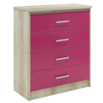 Συρταριέρα παιδική Looney με 4 συρτάρια χρώμα castillo-ροζ 80x40x95εκ
