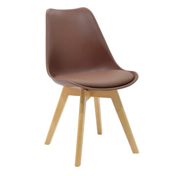 Καρέκλα Gaston PP-PU καφέ-φυσικό πόδι 53.5x48.5x83εκ