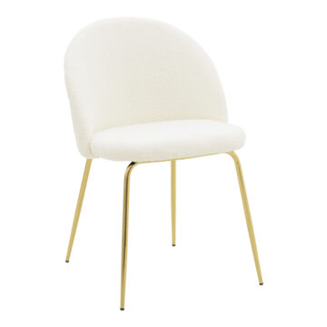 Καρέκλα Fersais λευκό μπουκλέ-χρυσό μέταλλο 48x57x81εκ