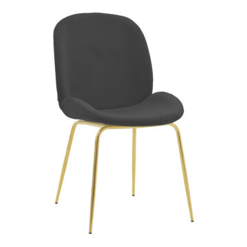 Καρέκλα Maley ανθρακί βελούδο-πόδι χρυσό μέταλλο 47x60x90εκ