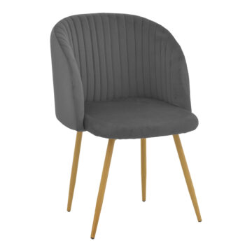 Καρέκλα Anelie ανθρακί βελούδο-πόδι φυσικό μέταλλο 45x59x78εκ