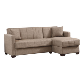 Γωνιακός καναπές-κρεβάτι με αποθηκευτικό χώρο Alasko μπεζ ύφασμα 204x143x83εκ