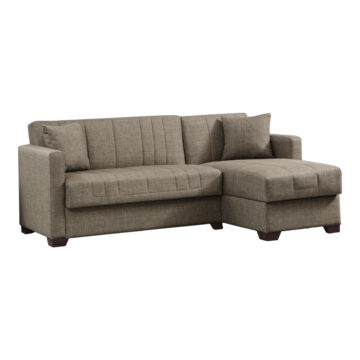 Γωνιακός καναπές-κρεβάτι με αποθηκευτικό χώρο Alasko καφέ ύφασμα 204x143x83εκ
