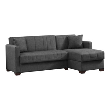 Γωνιακός καναπές-κρεβάτι με αποθηκευτικό χώρο Alasko ανθρακί ύφασμα 204x143x83εκ