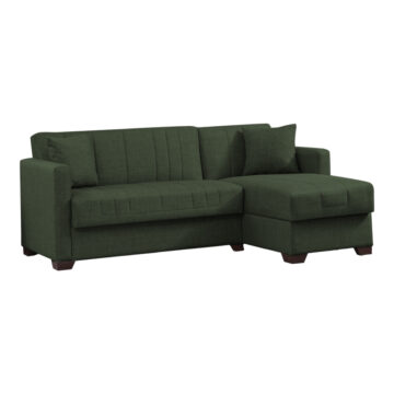 Γωνιακός καναπές-κρεβάτι με αποθηκευτικό χώρο Alasko πράσινο ύφασμα 204x143x83εκ