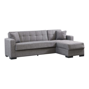 Γωνιακός καναπές-κρεβάτι με αποθηκευτικό χώρο Kansos ανθρακί ύφασμα 235x150x80εκ