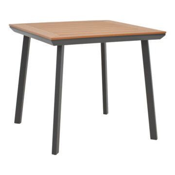 Τραπέζι Synergy αλουμίνιο ανθρακί-plywood φυσικό 80x80x74εκ
