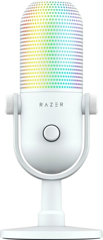 Razer SEIREN V3 CHROMA - WHITE - RGB USB Condenser Microphone - Gain Limiter - Build-in Shock Absorb