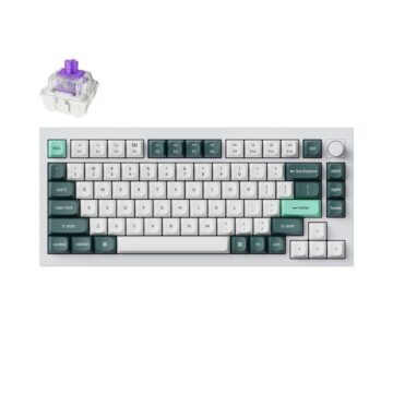 Keychron Q1 HE (Q1H-P1) QMK White Wireless Custom Hall Effect Keyboard Purple Switch 75% US Layout