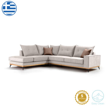 Γωνιακός καναπές δεξιά γωνία Luxury II ύφασμα cream-mocha 290x235x95εκ