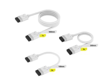 Corsair DIY Cable Kit iCUE Link (1x600/2x200/2x100mm) with Straight Connectors - White - CL-9011126-WW