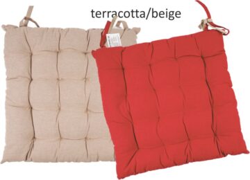 Μαξιλάρι καρέκλας Σχ.Duo 40x40cm διπλής όψης terracotta/beige 100% cotton