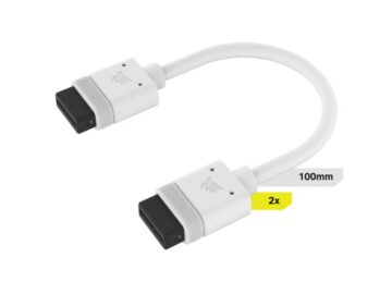 Corsair DIY Cable iCUE Link (2x100mm) with Straight Connectors - White - CL-9011129-WW