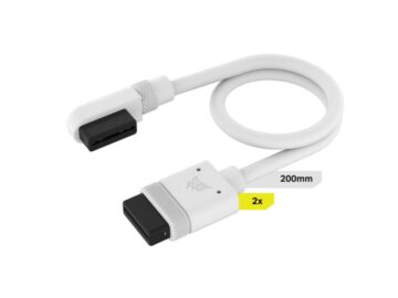 Corsair DIY Cable iCUE Link (2x200mm) with Straight/Slim 90° Connectors - White - CL-9011131-WW