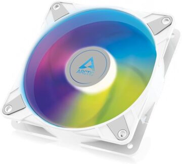 Arctic P12 PWM PST A-RGB White 0dB – 120mm Pressure optimized case fan PWM controlled speed with PST