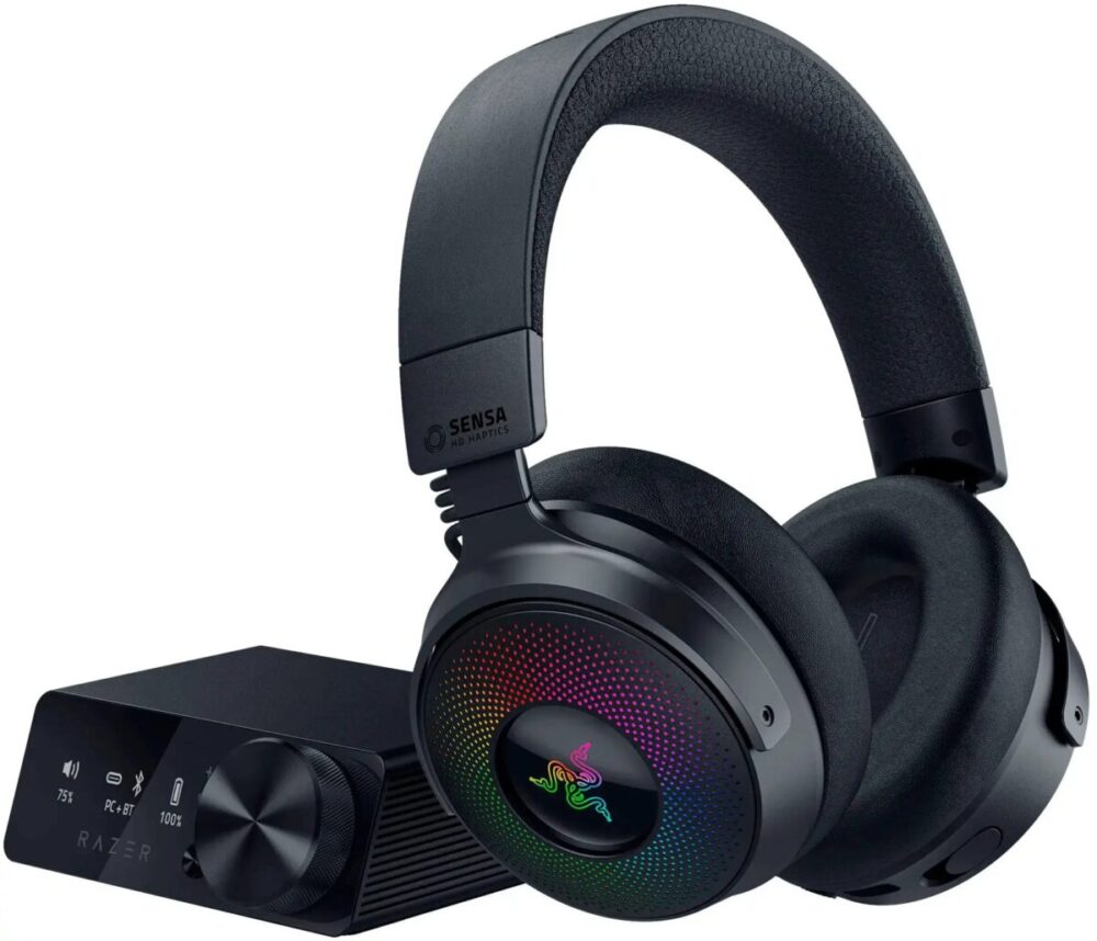 Razer KRAKEN V4 Pro - Wireless 7.1 RGB Gaming Headset - Sound Card - Haptic Feedback - PC/PS5/PS4