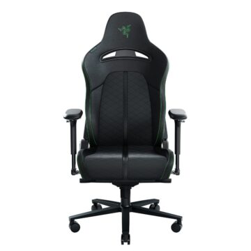 Razer ENKI Gaming Chair Black/Green - Built-in Lumbar Arch Memory Foam PU Leather Adjustable Recline