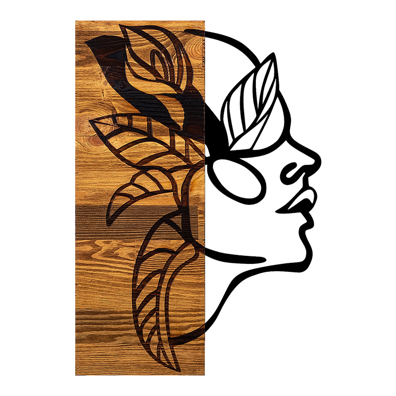 071-001581 Διακοσμητικό τοίχου Redian ξύλο πεύκου σε φυσική απόχρωση με μαύρο μέταλλο 34x3x50εκ