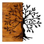 Διακοσμητικό τοίχου Trelbo ξύλο πεύκου σε φυσική απόχρωση με μαύρο μέταλλο 58x3x58εκ