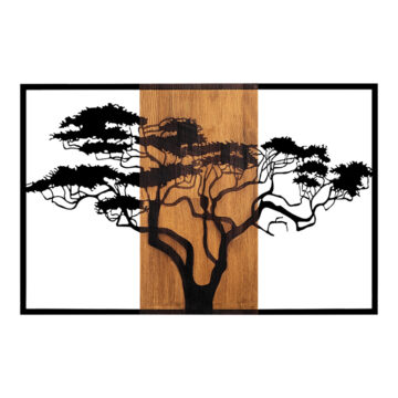 Διακοσμητικό τοίχου Leroun ξύλο πεύκου σε φυσική απόχρωση με μαύρο μέταλλο 90x3x58εκ