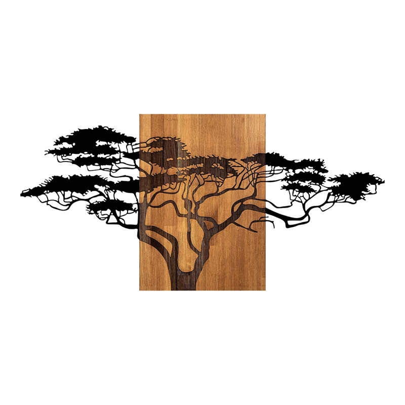 071-001610 Διακοσμητικό τοίχου Efren ξύλο πεύκου σε φυσική απόχρωση με μαύρο μέταλλο 144x3x70εκ