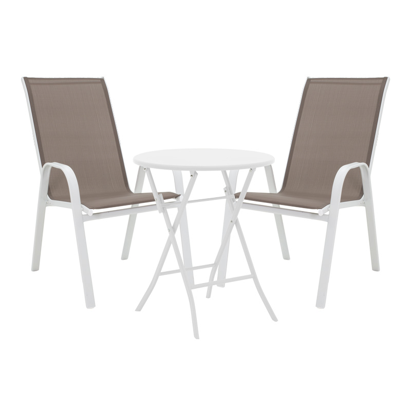 130-000187 Τραπεζαρία Albero-Calan 3τεμ μέταλλο σε λευκή απόχρωση Φ60x70εκ