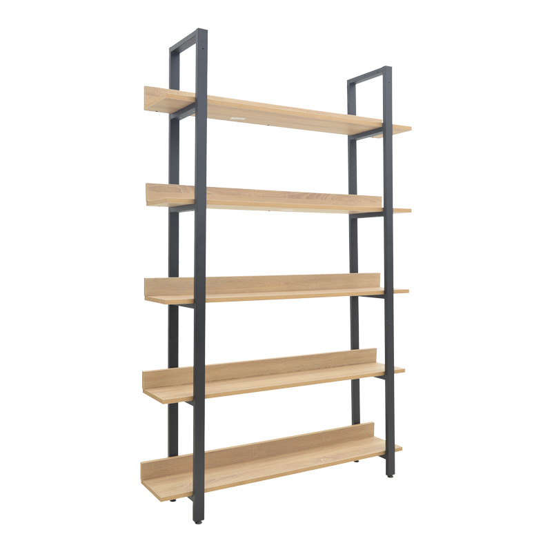 197-000290 Βιβλιοθήκη Almond σε oak-μαύρη απόχρωση 120x29x185εκ