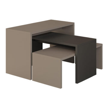 Τραπέζια σαλονιού Kantar σετ 3τεμ σε ανθρακί - μόκα απόχρωση 65x30x39εκ