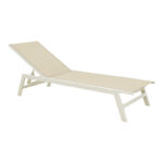 Ξαπλώστρα Boka λευκό αλουμίνιο και textilene σε μπεζ απόχρωση 60x192x31εκ