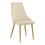 Καρέκλα Azori μπεζ βελούδο με πόδι μετάλλου σε φυσική απόχρωση 49x55x85εκ