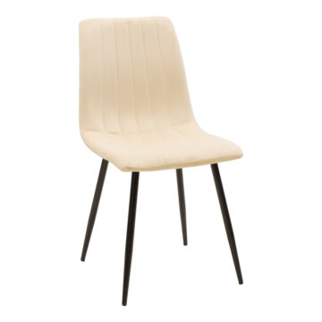 Καρέκλα Noor μπεζ βελούδο με πόδι μετάλλου σε μαύρη απόχρωση 44x53x86εκ