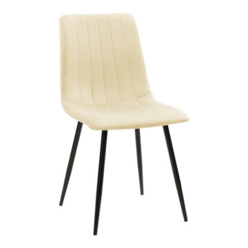 Καρέκλα Noor μπεζ ύφασμα με πόδι μετάλλου σε μαύρη απόχρωση 44x53x86εκ