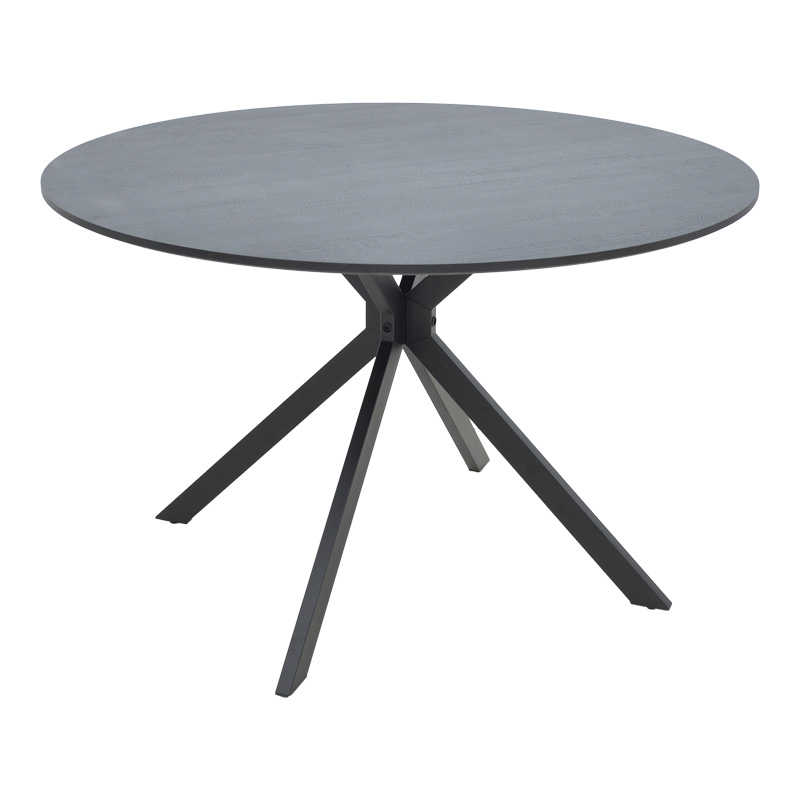 292-000100 Τραπέζι Xuson mdf σε ανθρακί απόχρωση με πόδι μαύρο μέταλλο Φ120x75εκ