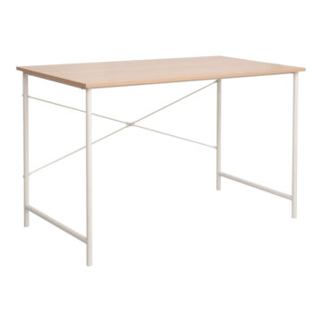 Γραφείο εργασίας Senzia σε φυσική απόχρωση με λευκό μέταλλο 120x60x75εκ