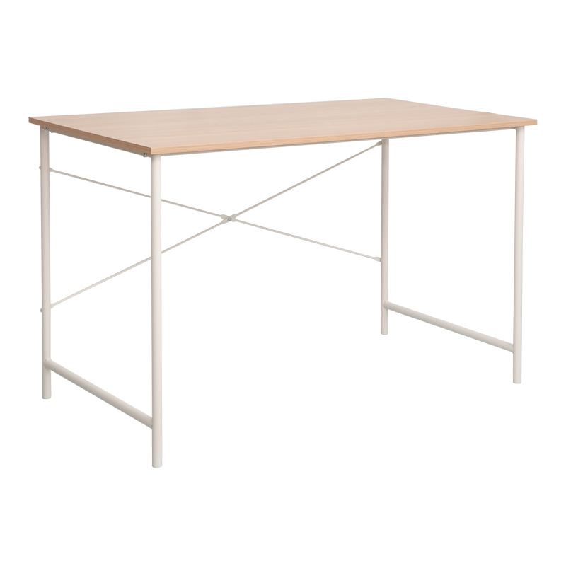 225-000061 Γραφείο εργασίας Senzia σε φυσική απόχρωση με λευκό μέταλλο 120x60x75εκ