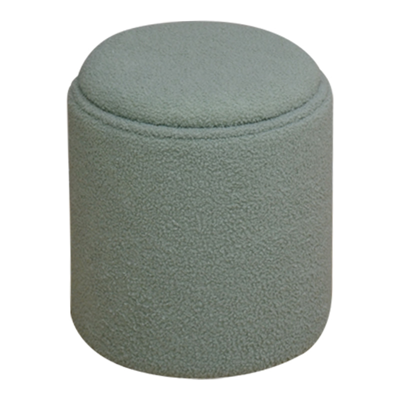 257-000036 Σκαμπό-μπαούλο Batur μπουκλέ ύφασμα σε χακί απόχρωση Φ34x38εκ