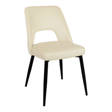 Καρέκλα Murde μπεζ βελούδο και μεταλλικά πόδια σε μαύρη απόχρωση 48.5x61x89εκ