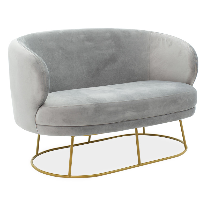 110-000046 Καναπές 2θέσιος Rony βελούδο γκρι-χρυσό 132x82x83εκ