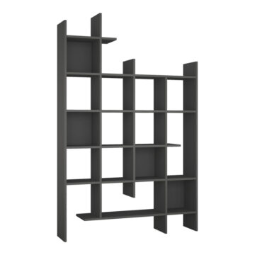 Βιβλιοθήκη Manco σε ανθρακί απόχρωση 122x25.5x188εκ
