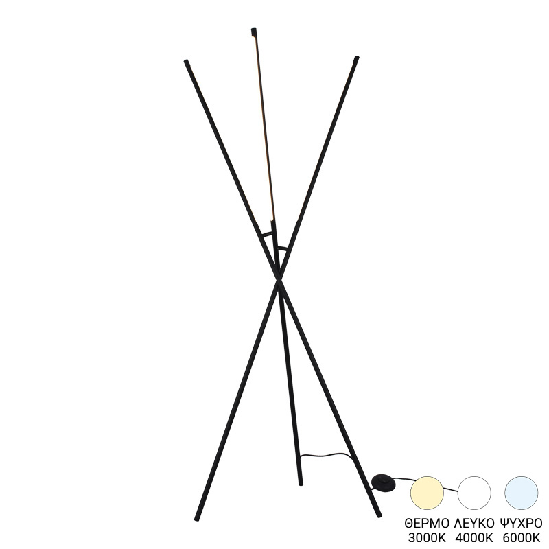 377-000020 Φωτιστικό δαπέδου Loly led μέταλλο σε μαύρη απόχρωση 40x40x145εκ