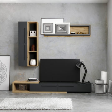 Σύνθετο σαλονιού Calvados σε oak-ανθρακί απόχρωση